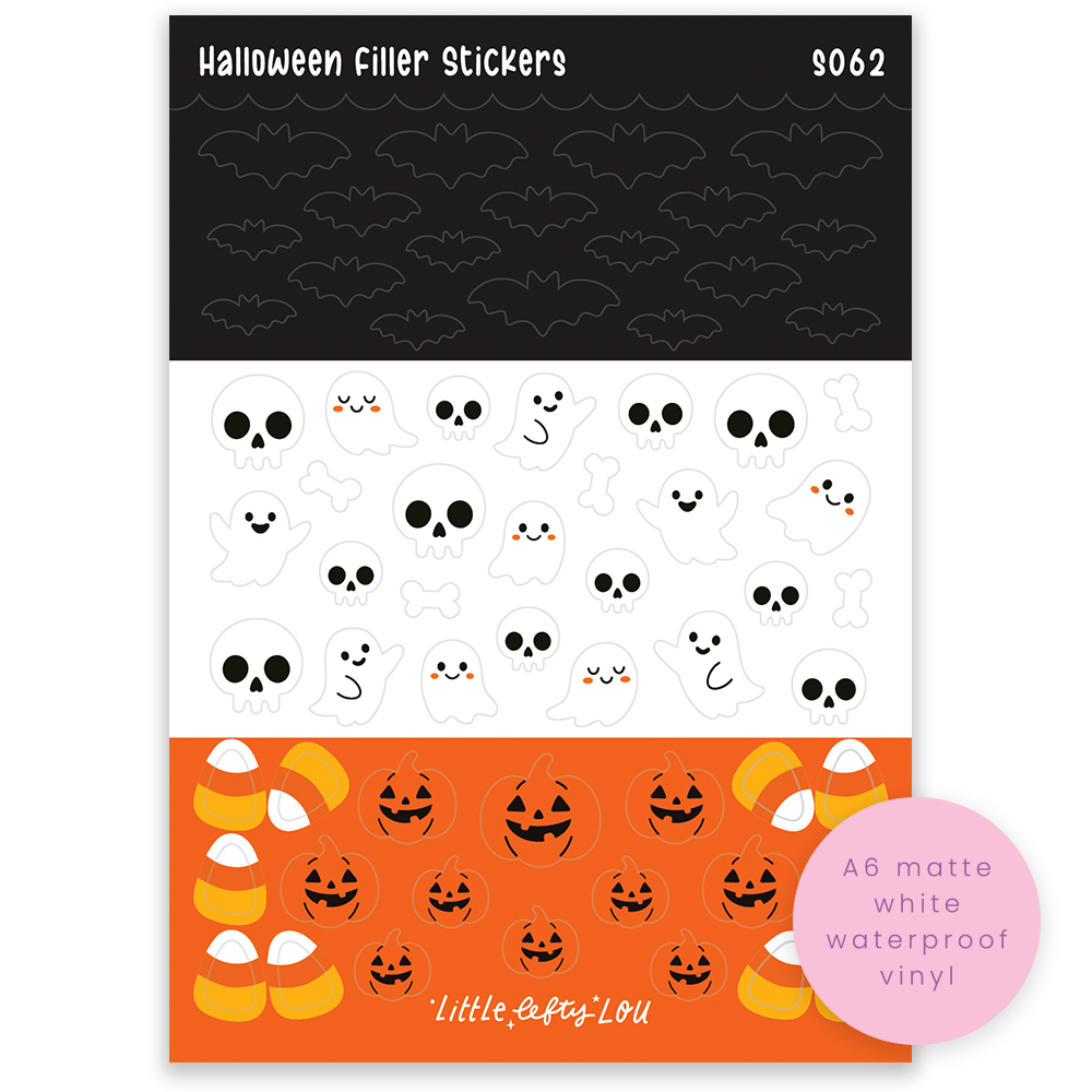 Feuille d'autocollants A6 — autocollants de remplissage Halloween, imperméable