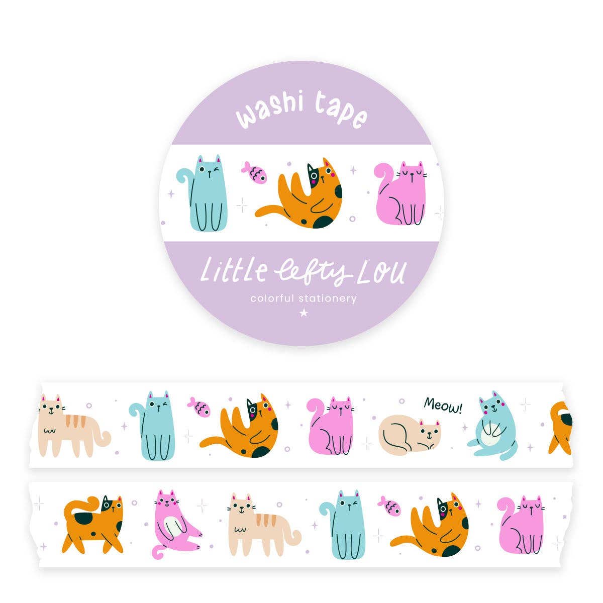 Ruban Washi pour chats colorés