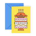 Carte d'anniversaire gâteau jaune (format A6)