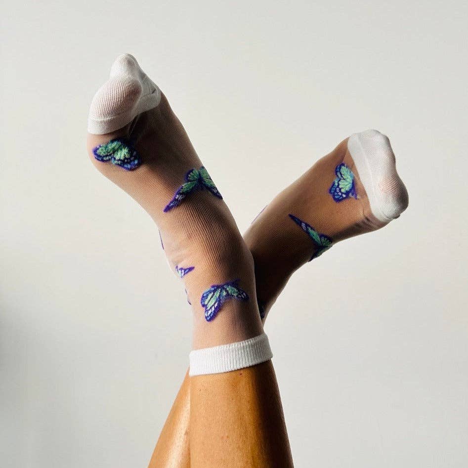 Cynthia - chaussettes transparentes papillon