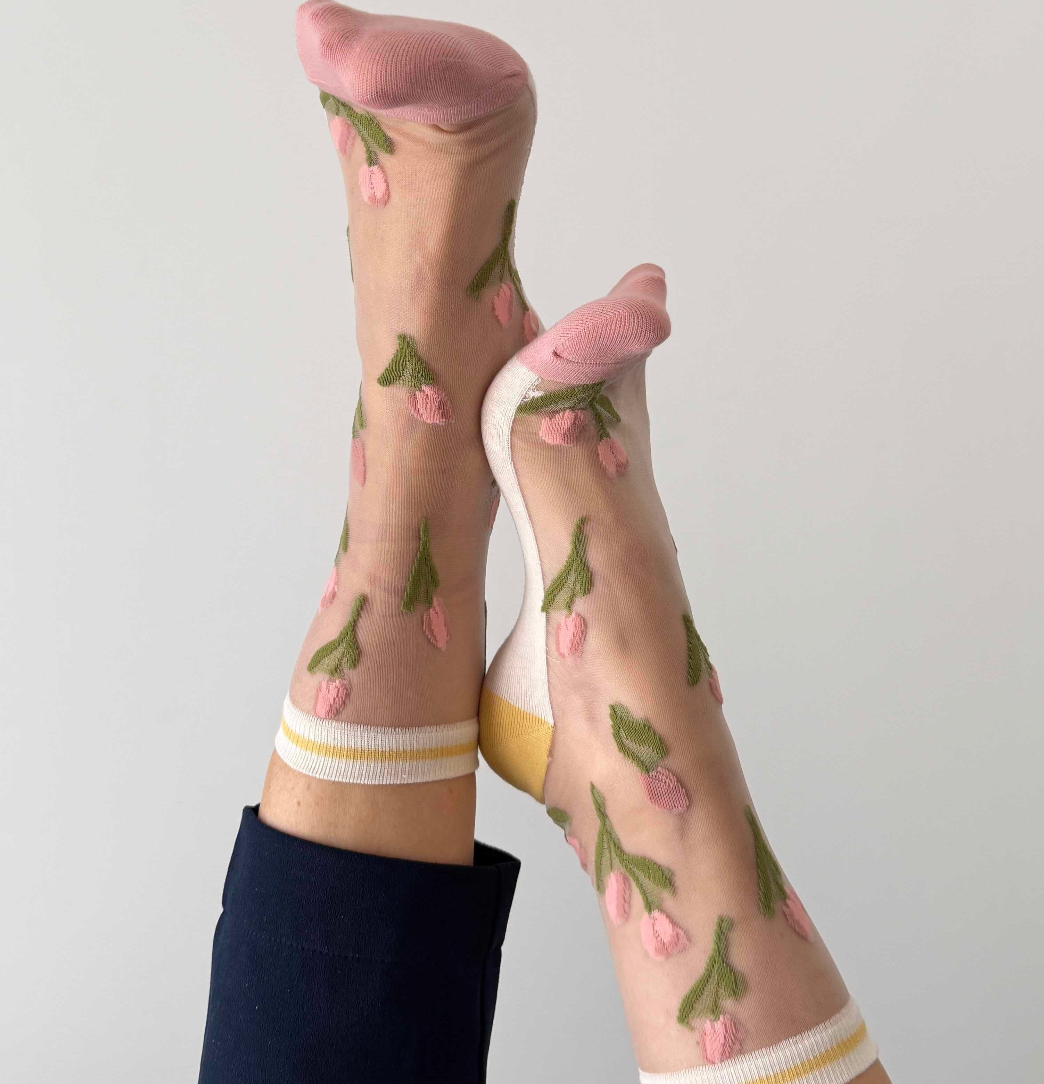 Camélia - chaussettes transparentes petites tulipes