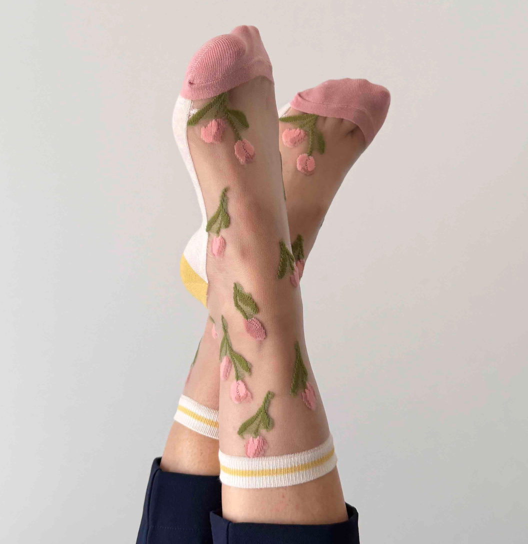 Camélia - chaussettes transparentes petites tulipes