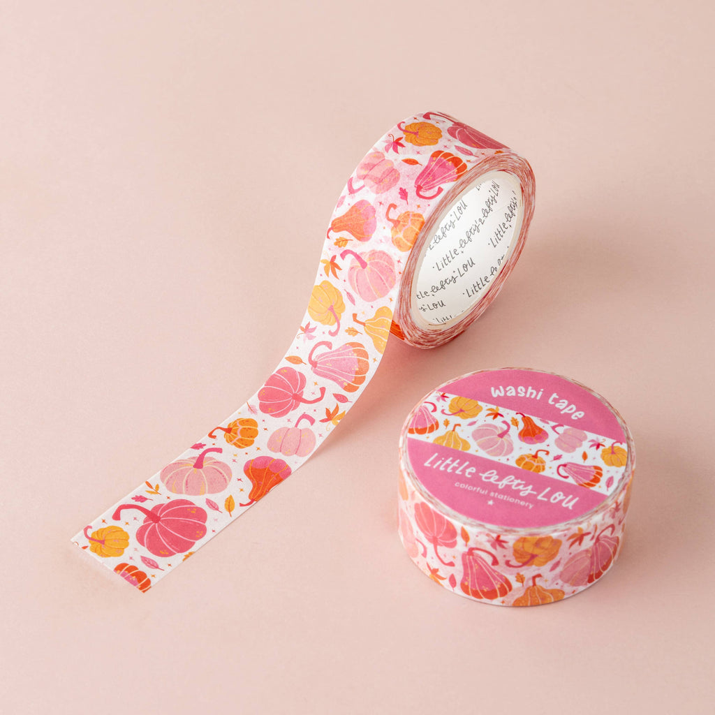 Ruban washi large à motifs de citrouilles roses