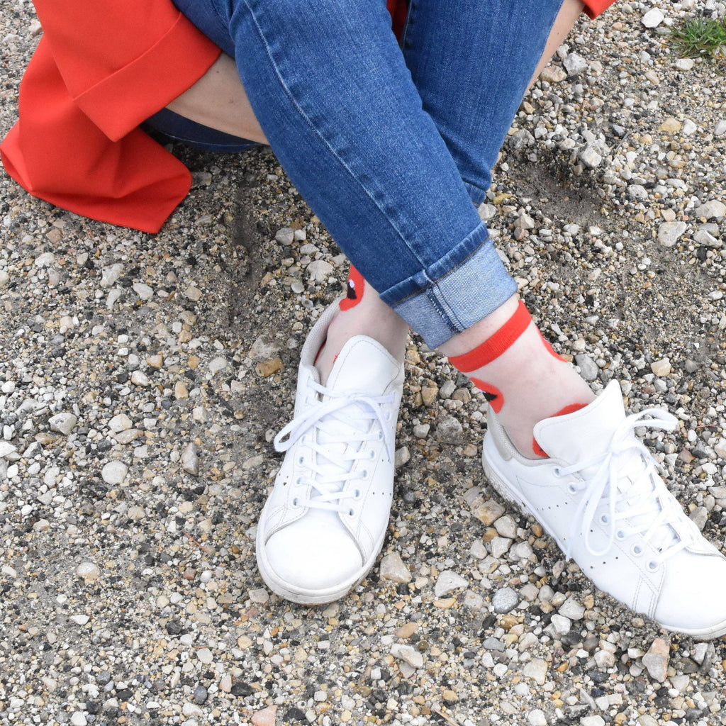 Maryline - Chaussettes transparentes bouches rouges
