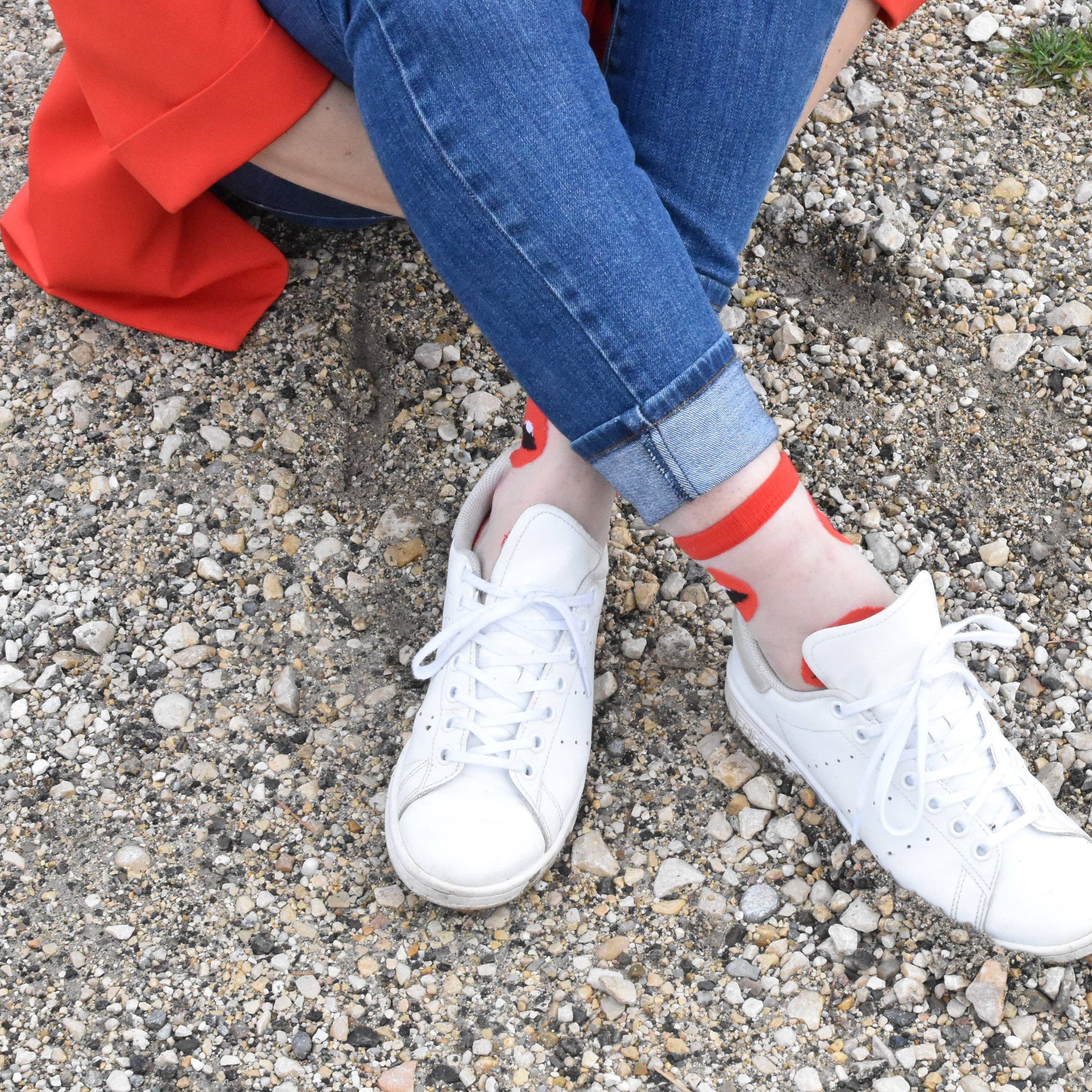 Maryline - Chaussettes transparentes bouches rouges