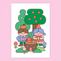 Carte postale : goûter en forêt