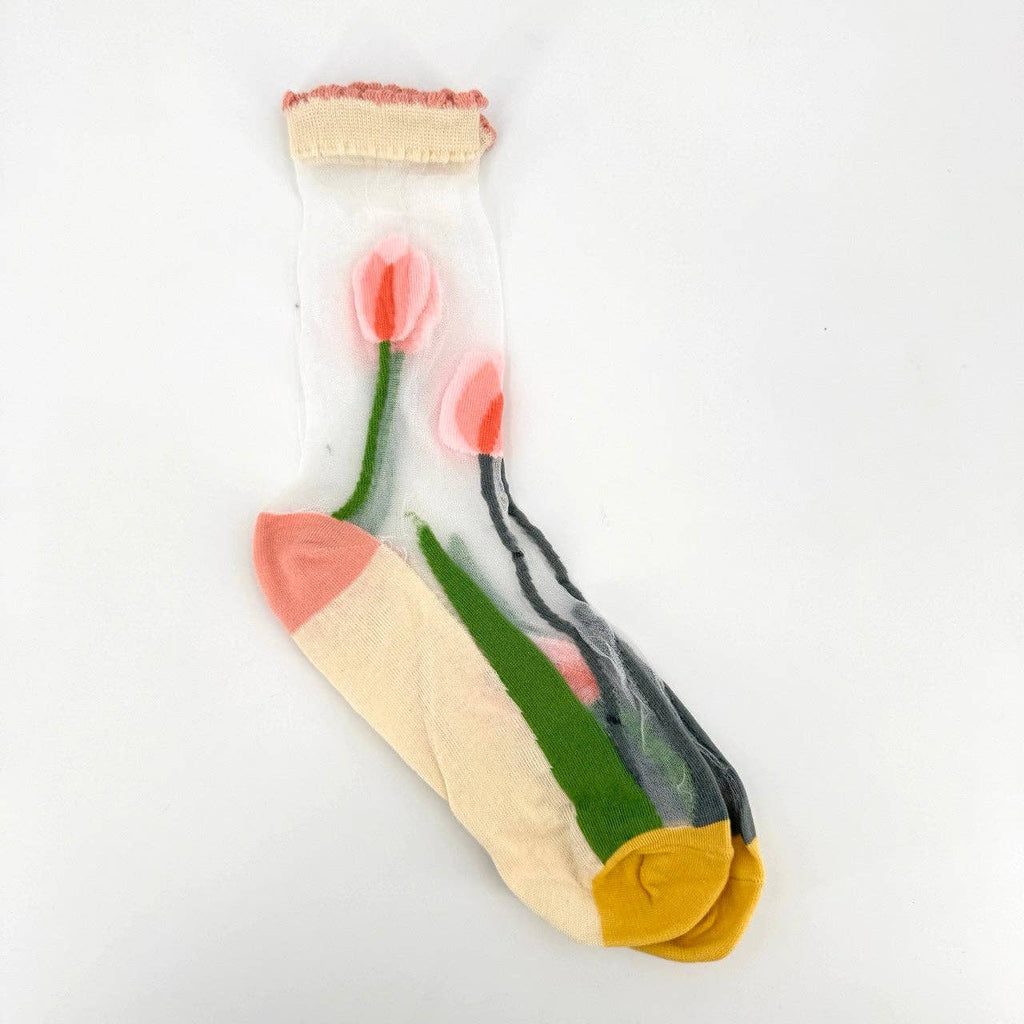 Chaussettes transparentes tulipes