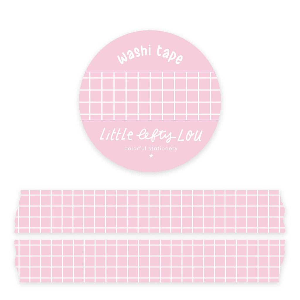Washi tape rose à motif quadrillé