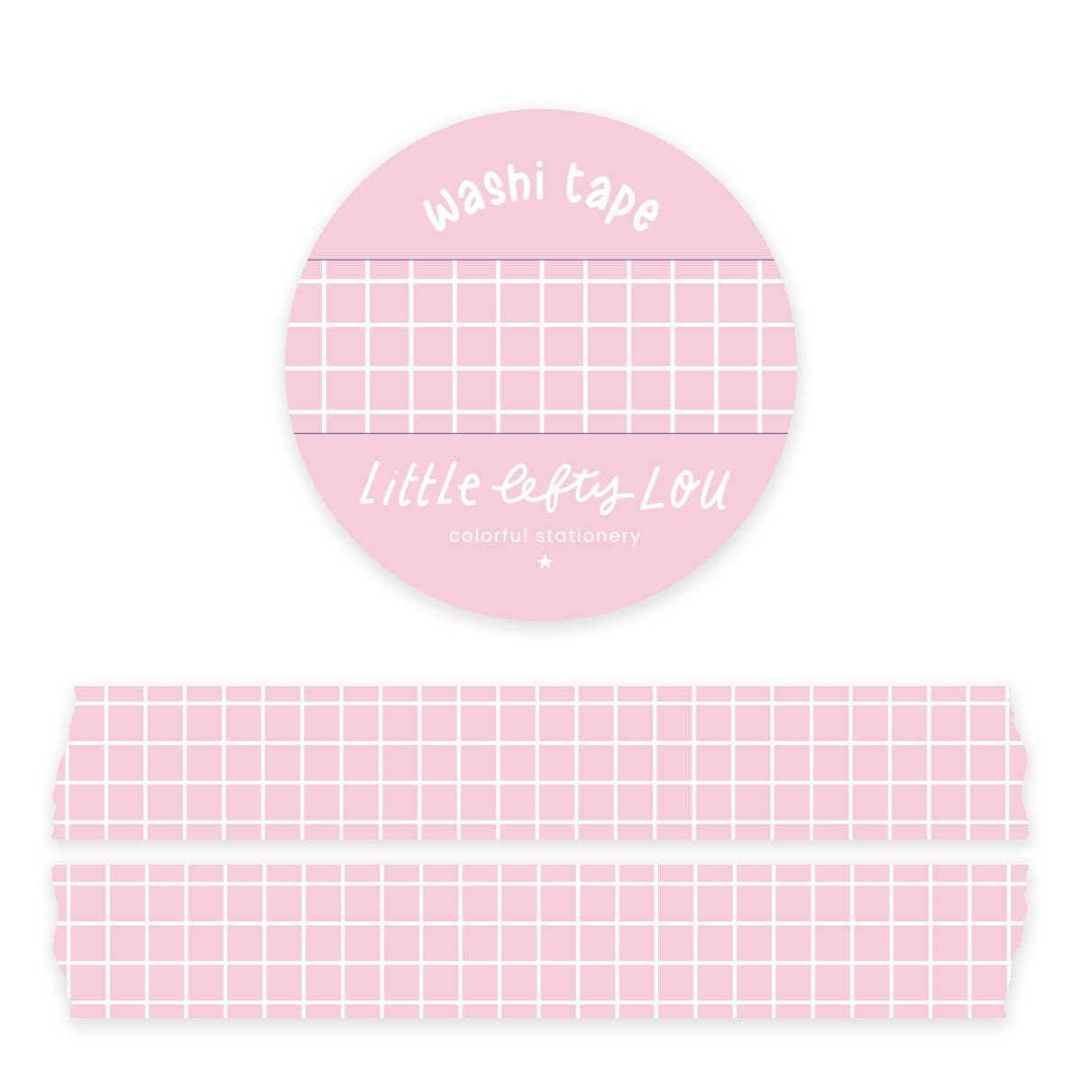 Washi tape rose à motif quadrillé