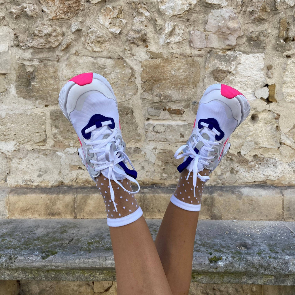 Charlotte - Chaussettes transparentes plumetis blancs