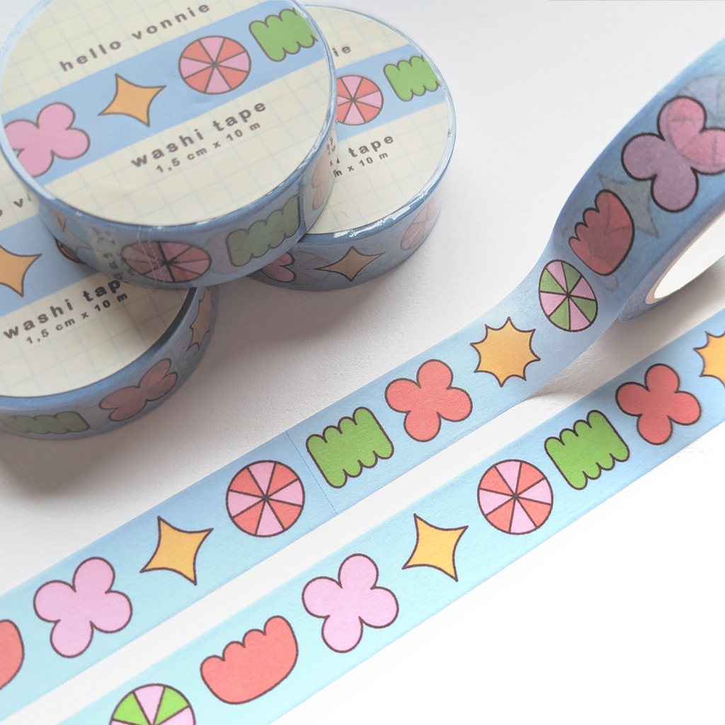 Ruban washi motifs bleus
