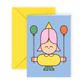 Carte d'anniversaire ballons bleus (format A6)
