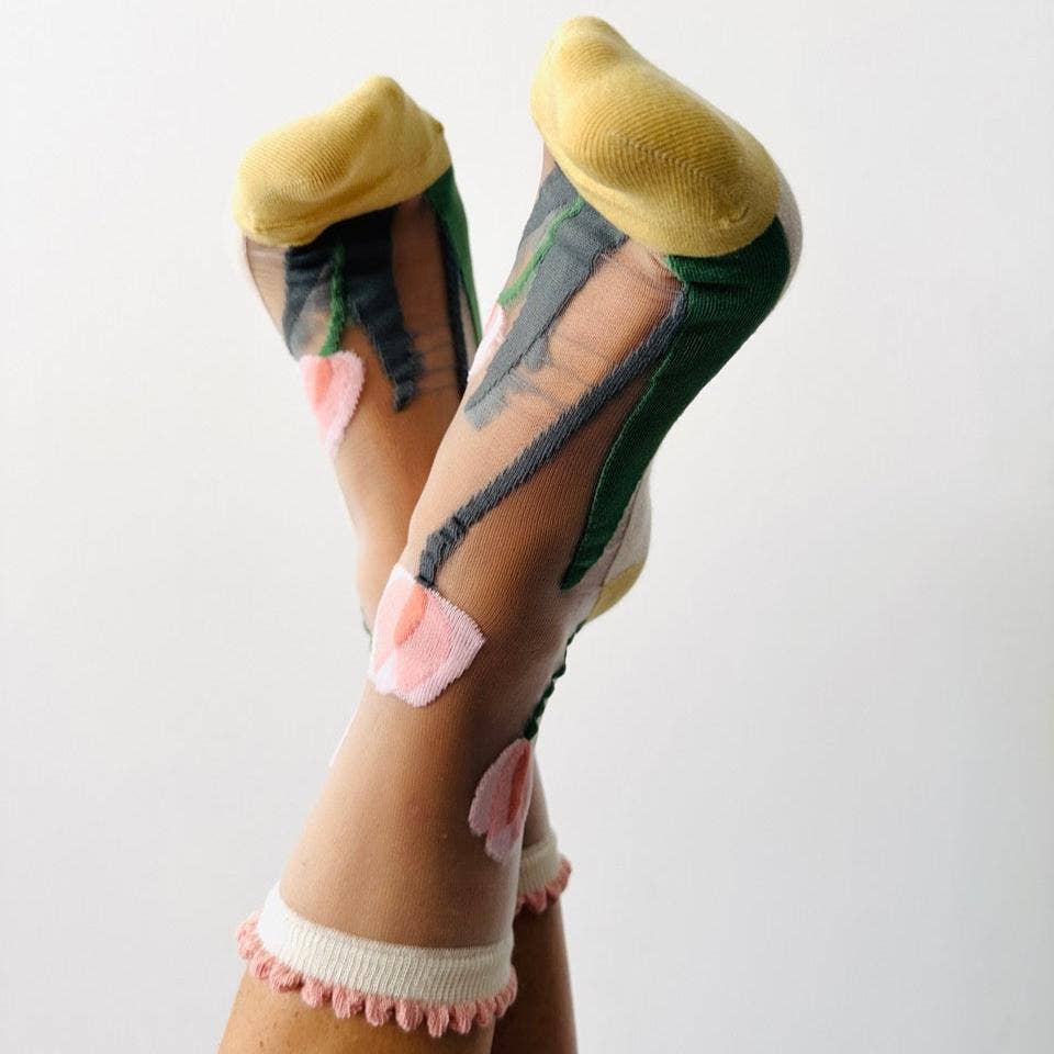 Chaussettes transparentes tulipes