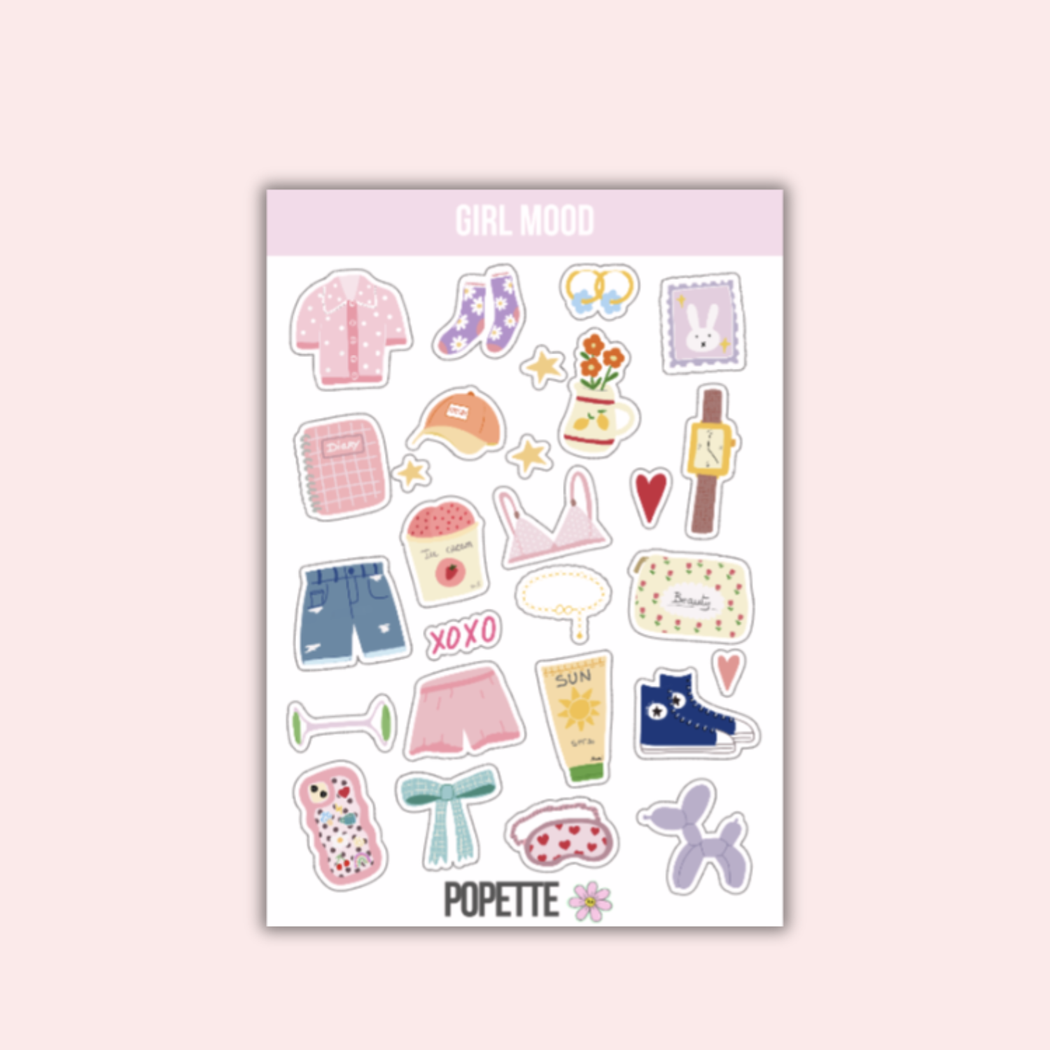 Planche de stickers Girl Mood A5