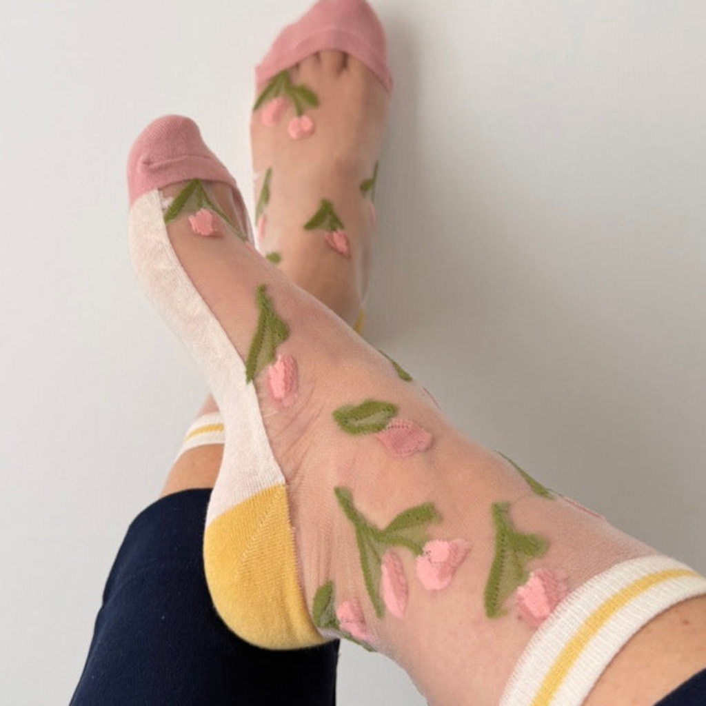 Camélia - chaussettes transparentes petites tulipes