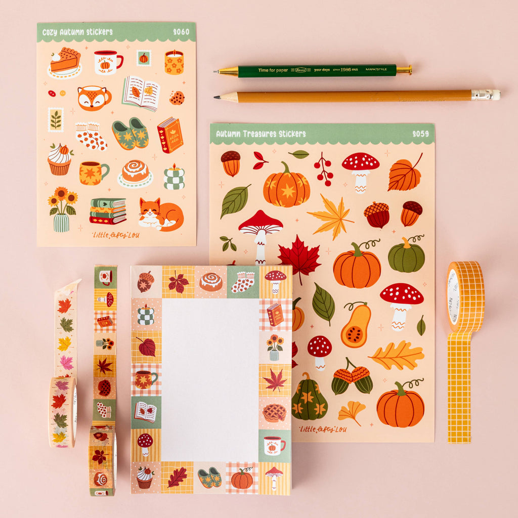 Planche d'autocollants A6 Automne douillet imperméable