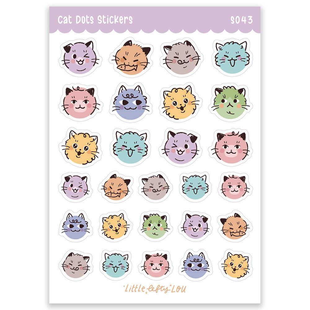 Feuille d'autocollants A6 Points Chat étanche