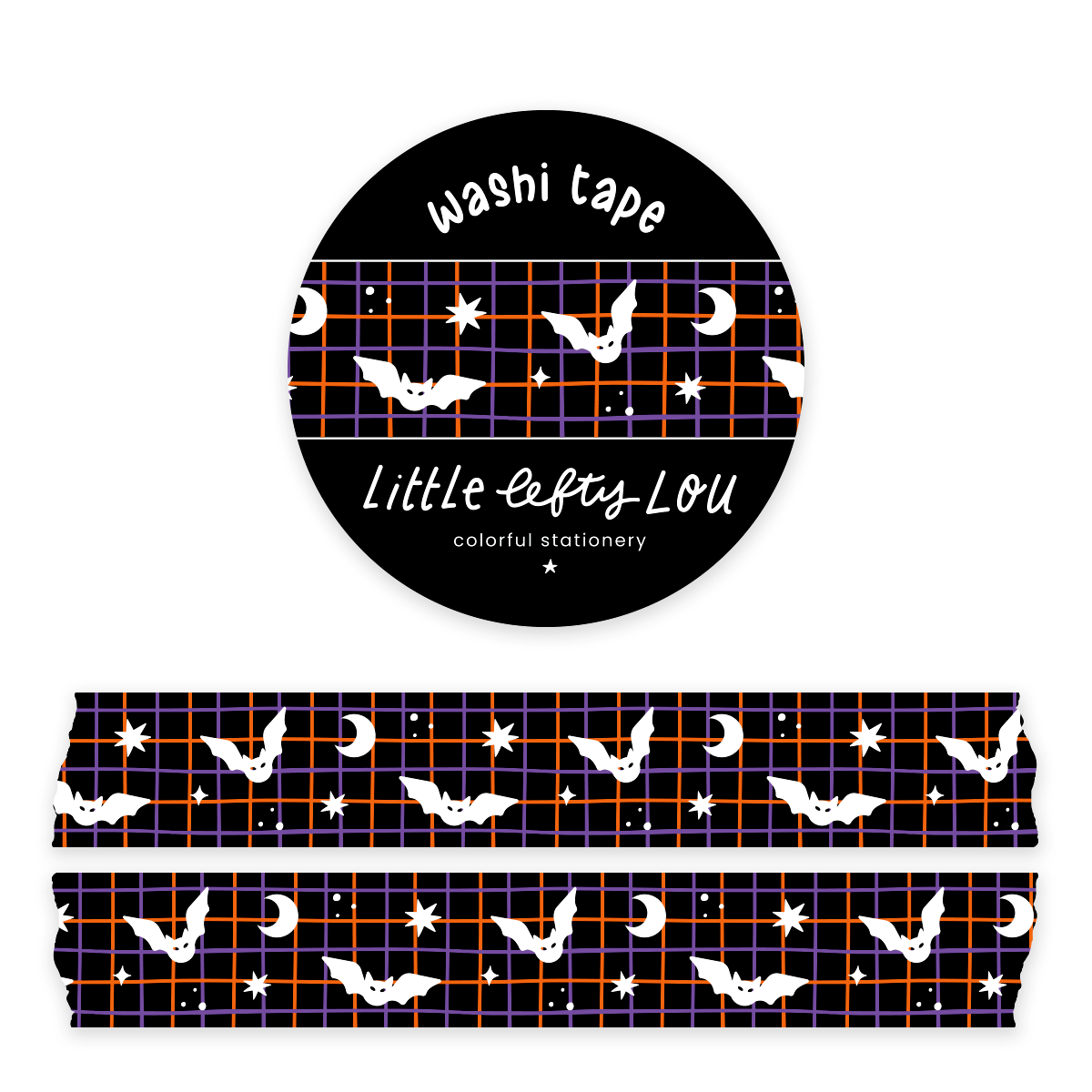 Ruban washi motif grille chauve‑souris