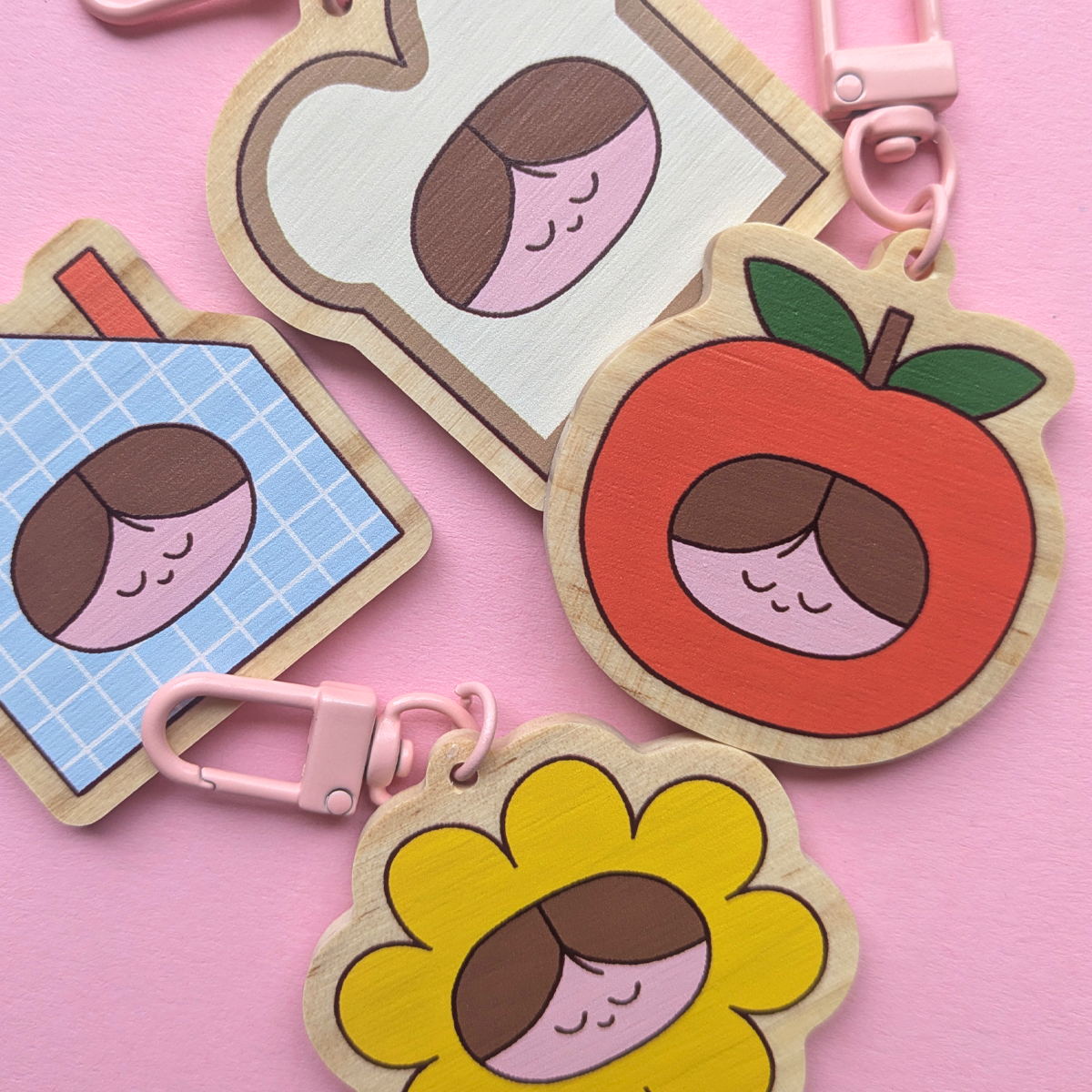 Porte-clés « ami » en forme de pomme en bois
