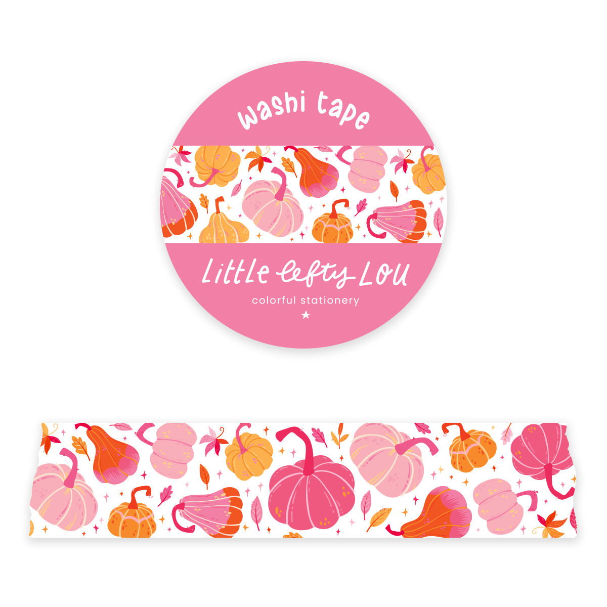 Ruban washi large à motifs de citrouilles roses