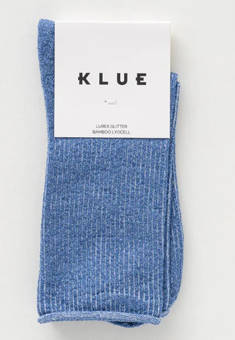 Chaussettes lurex bleu minéral