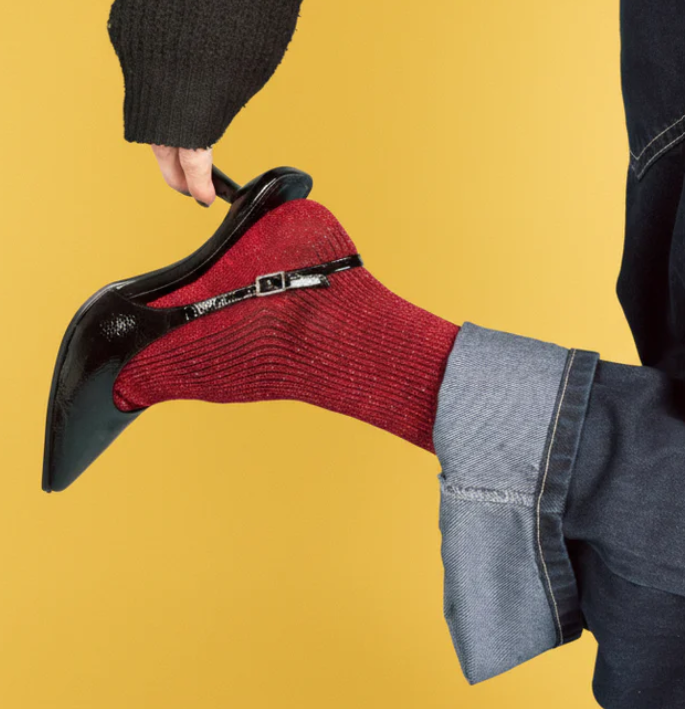 Chaussettes lurex cerise