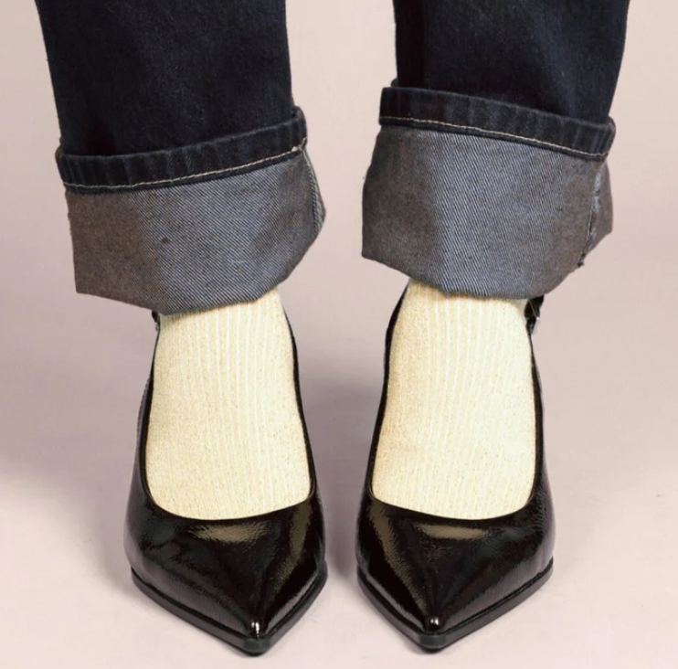 Chaussettes lurex jaune citron