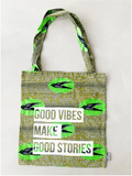 Tote bag en wax oiseaux verts