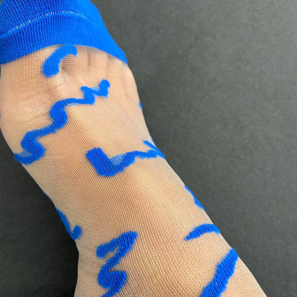 Marie - chaussettes transparentes motifs bleu roi