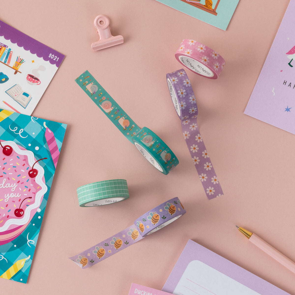 Washi tape à motifs carreaux menthe