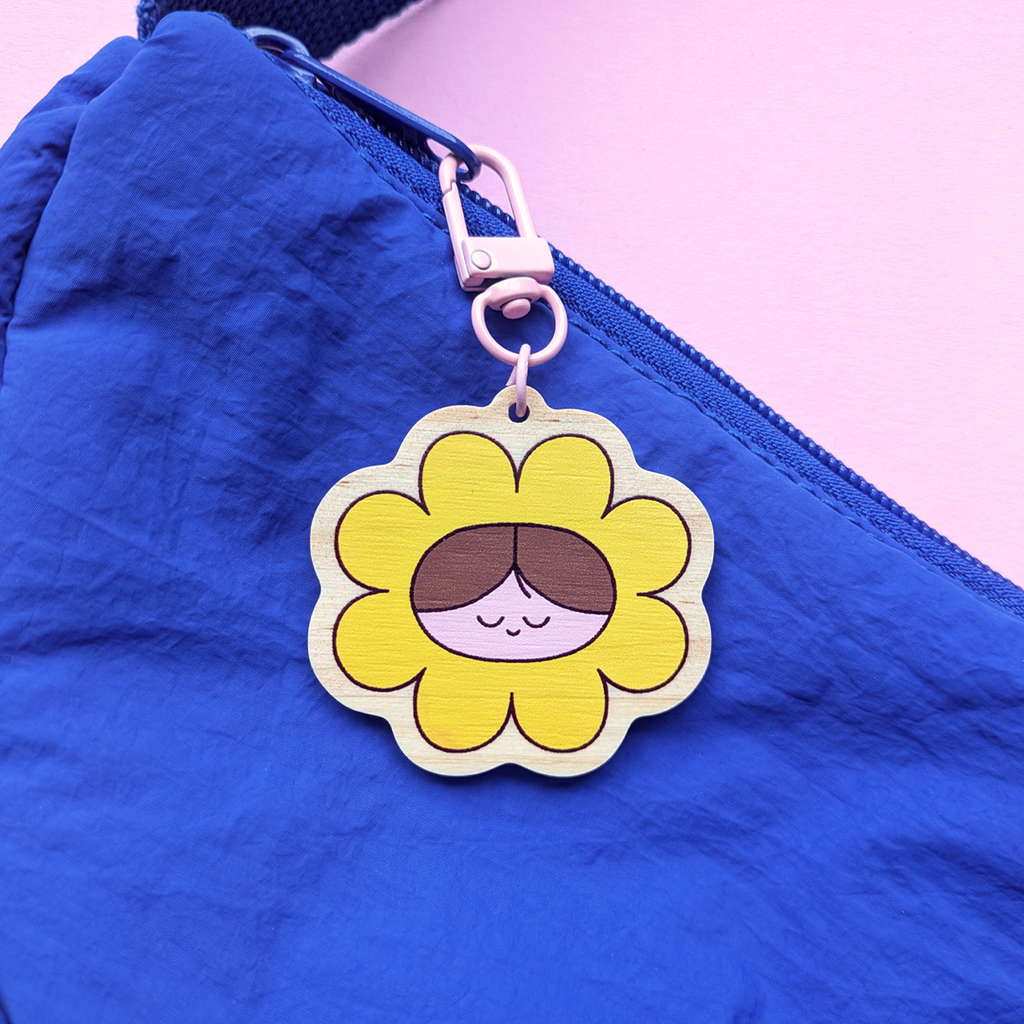 Porte-clé fleur en bois