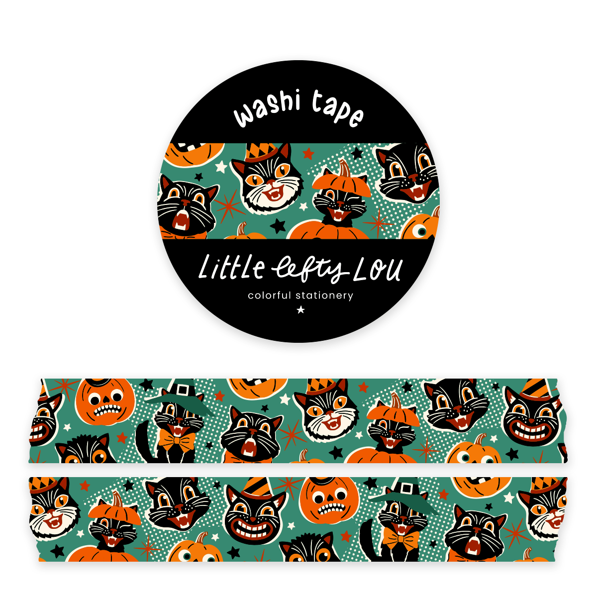 Ruban washi Halloween vintage vert