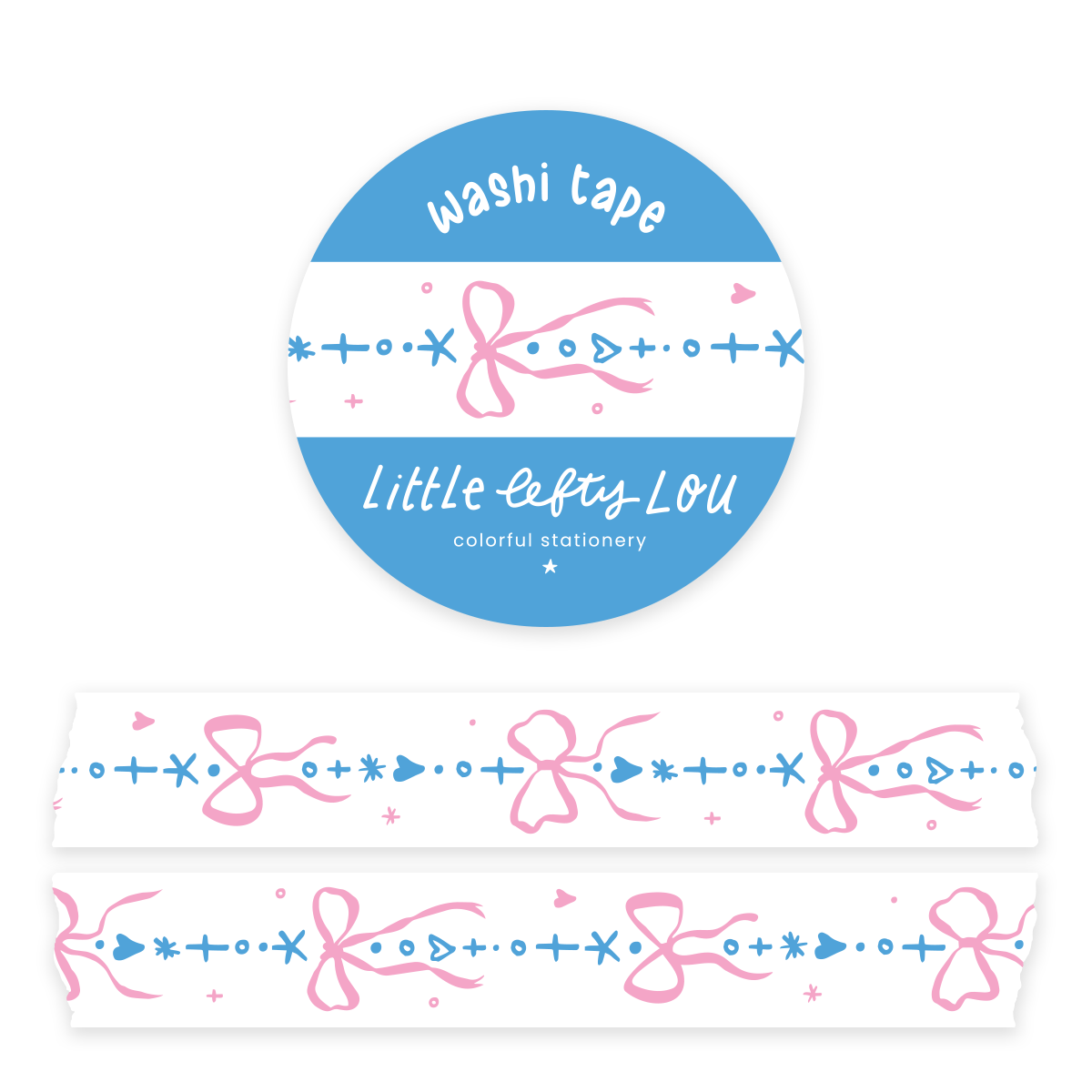 Arcs Bordure Ruban Washi Bleu & Rose