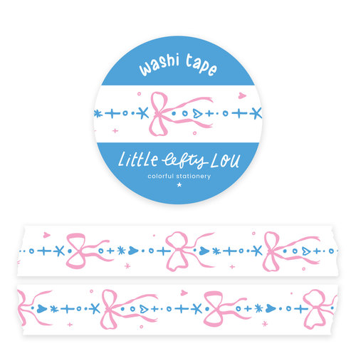 Arcs Bordure Ruban Washi Bleu & Rose