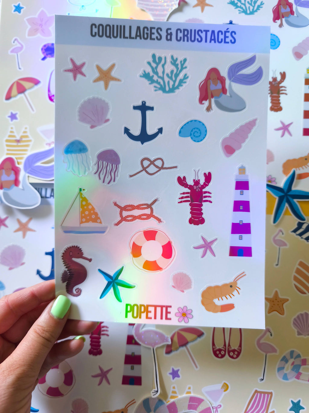 Planche de stickers Coquillages A5
