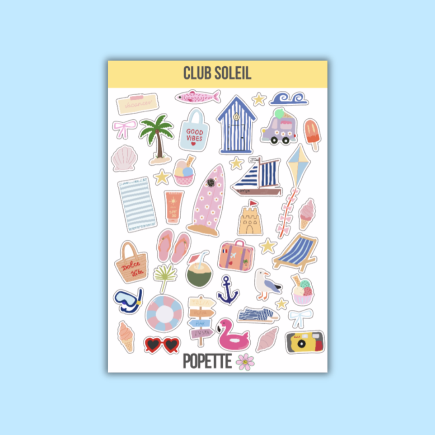 Planche de stickers Club Soleil A5