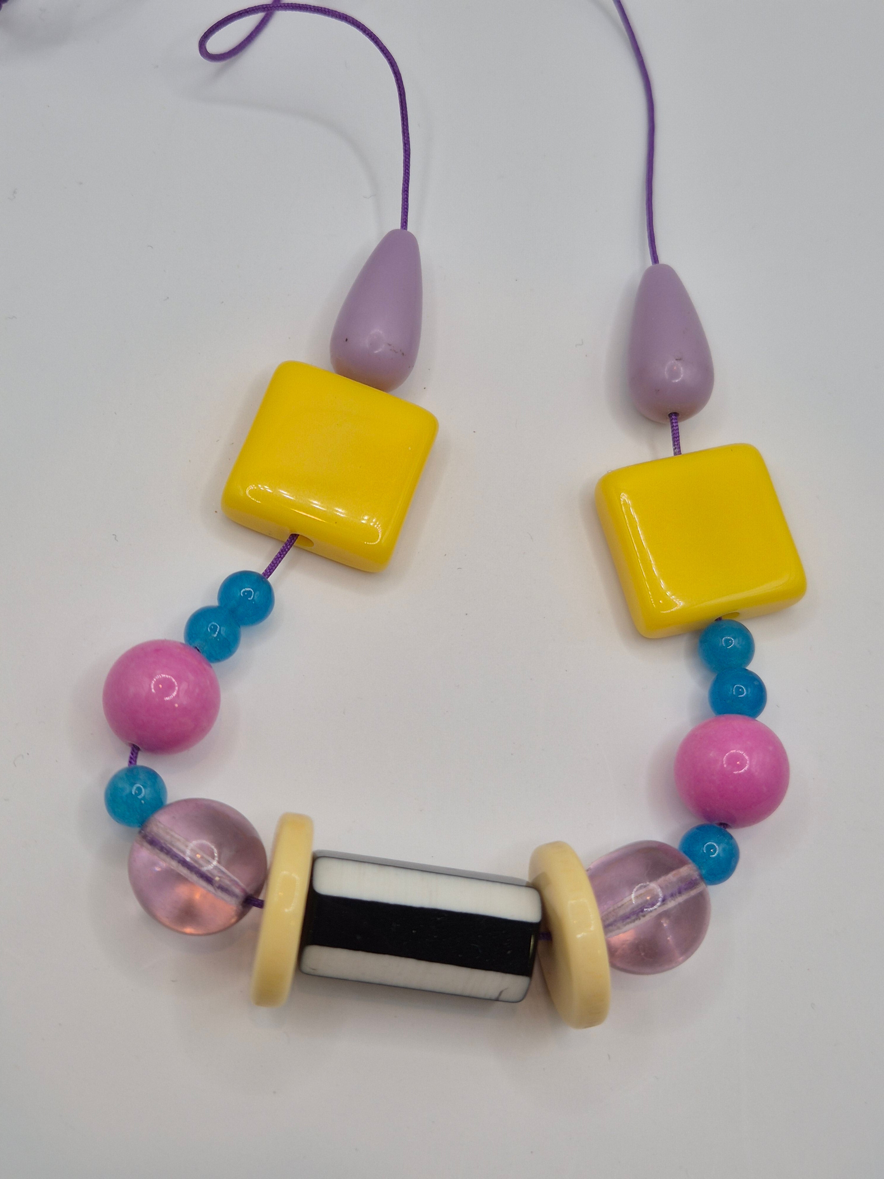 Collier Memphis jaune et rose