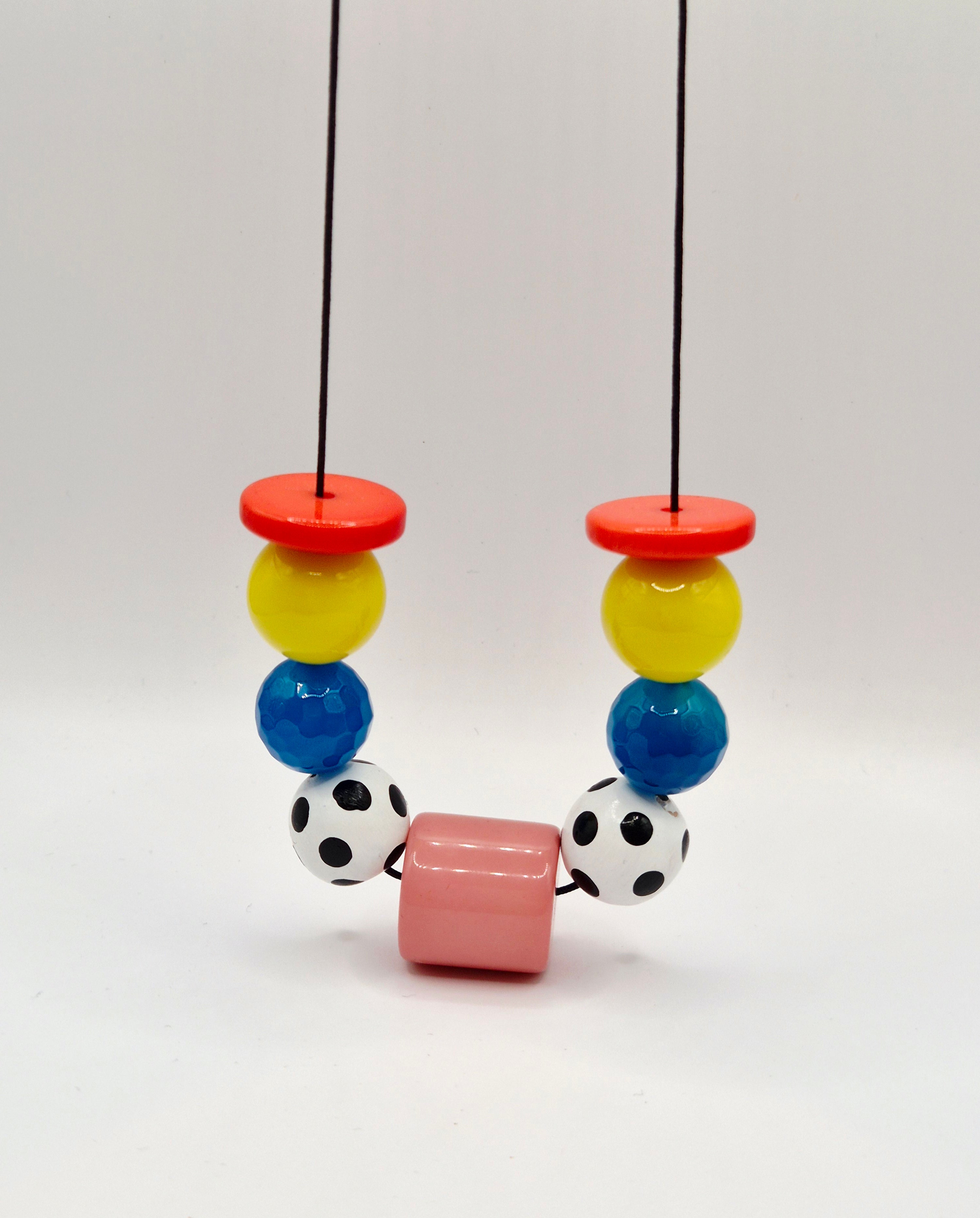 Collier Memphis rose, bleu et jaune