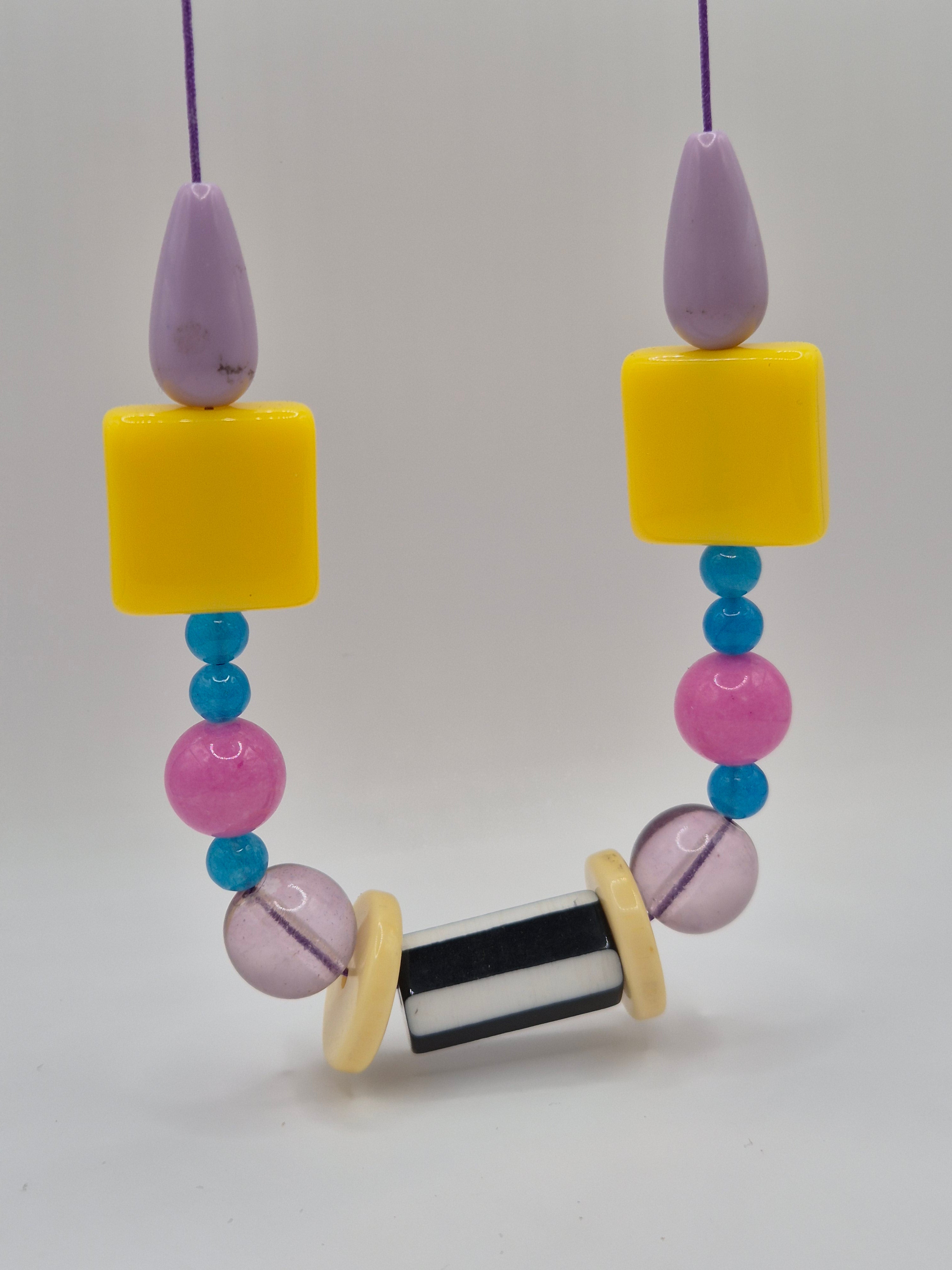 Collier Memphis jaune et rose